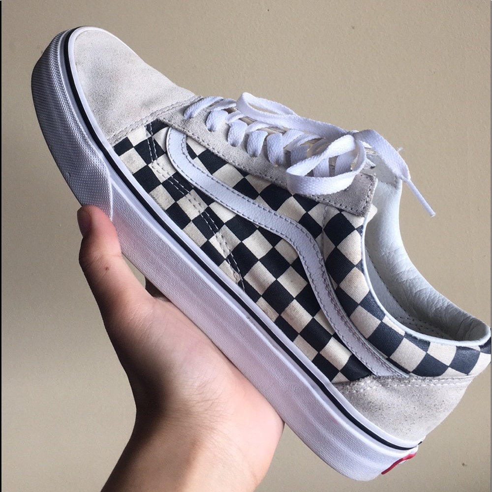 Checkered beige vans